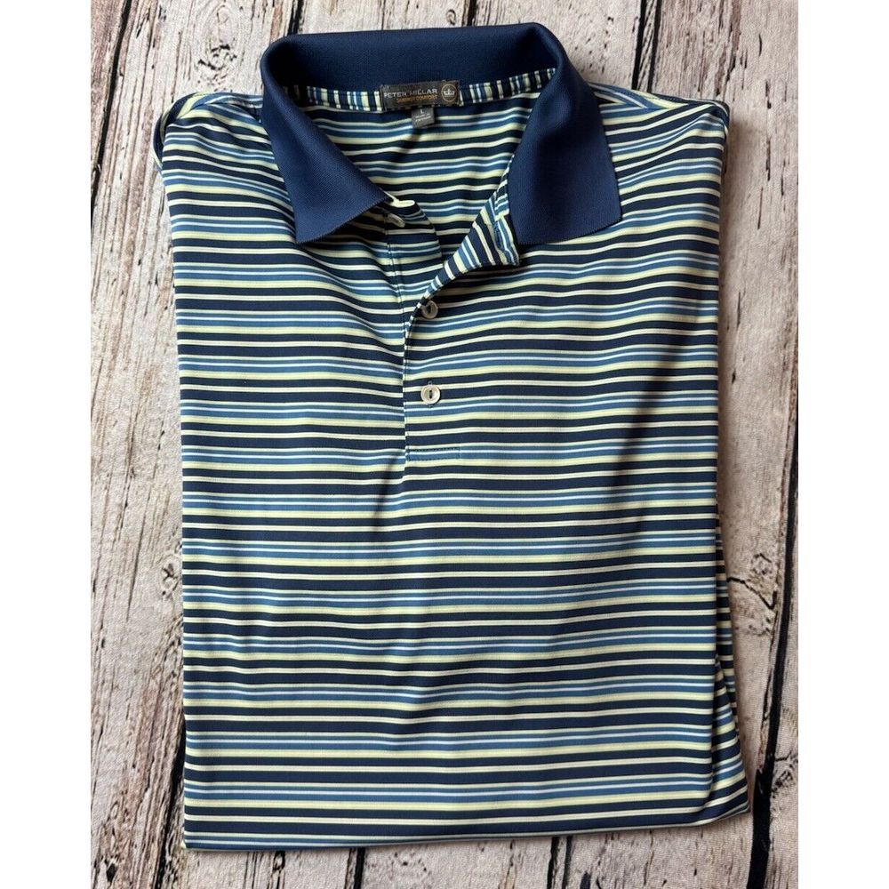 Peter Millar Shirt Mens Summer Comfort Striped‎ Polo S/S Golf Performace Stretch